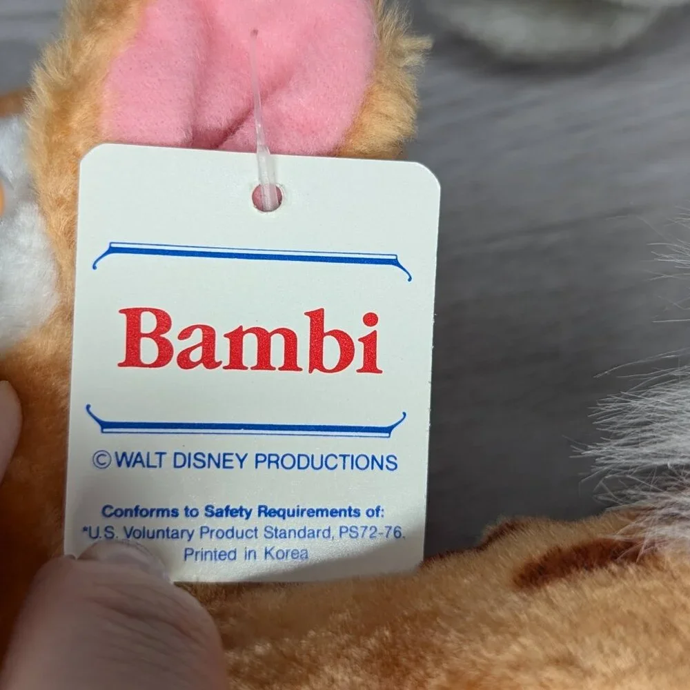 Vintage 1980s Disney Bambi & Dumbo Plush In Original Packaging with Tags 7